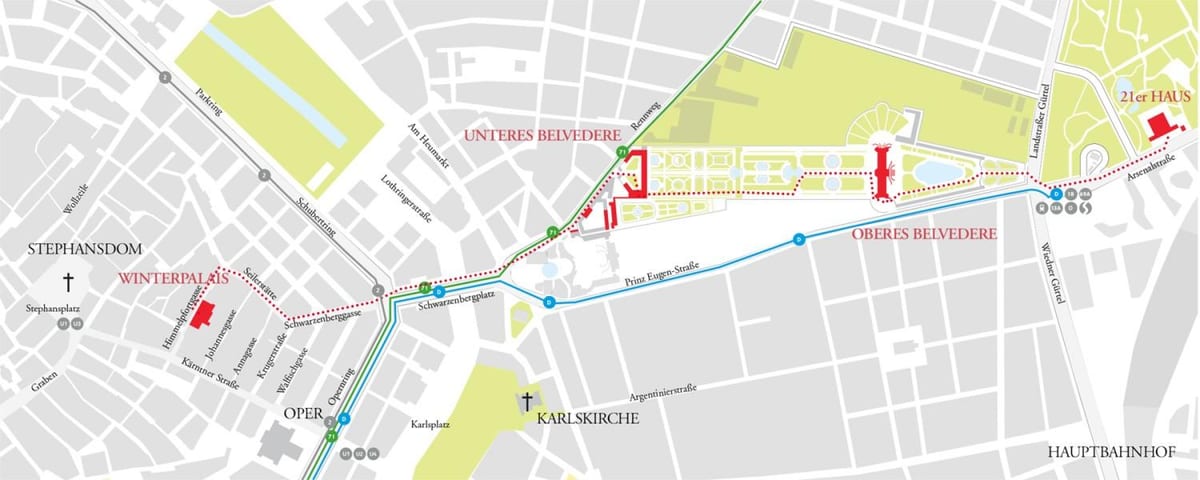 Mapa belvedere w Wiedniu