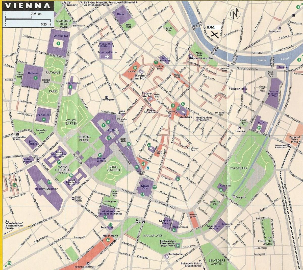 Mapa sklepów w Wiedniu 