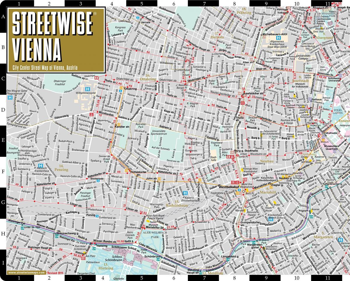 ulice miasta mapa Wiedeń Austria