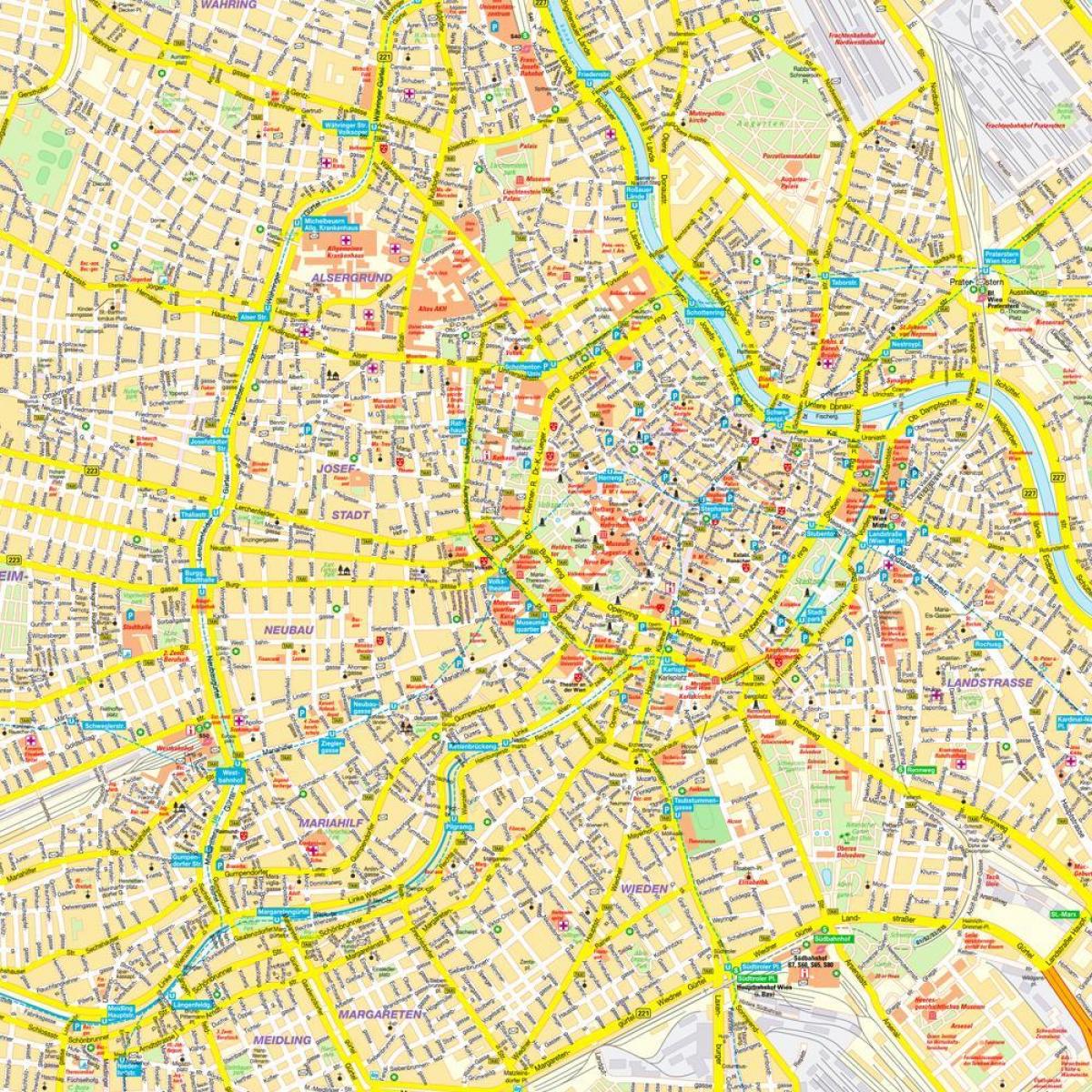Wiedeń wewnętrzna mapa miasta