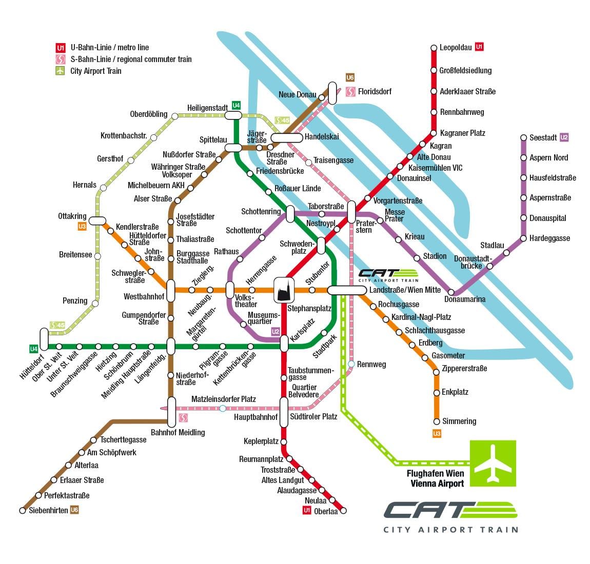 kot miejska kolejka lotnisko Wiedeń mapa
