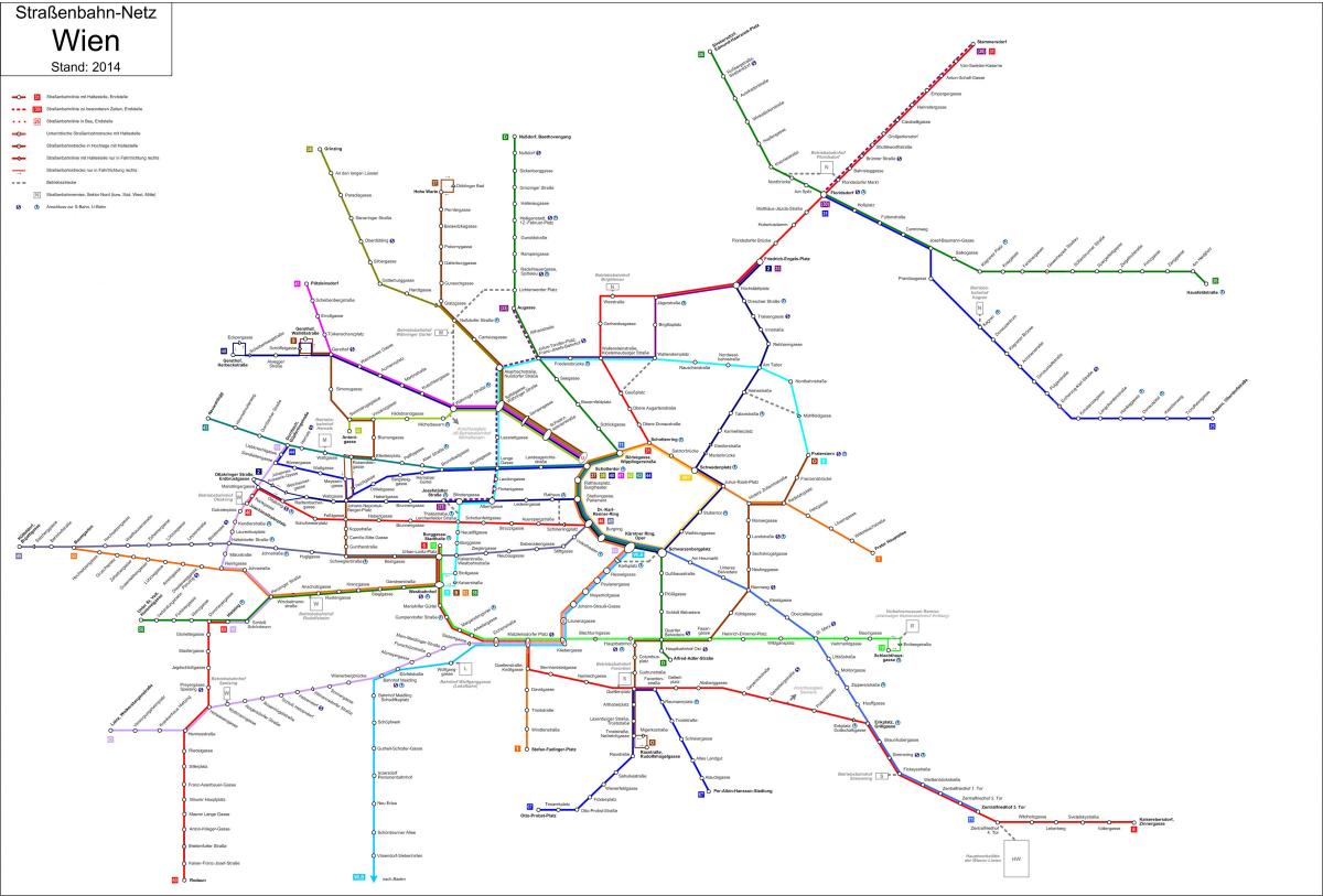 Wiedeń strassenbahn mapie