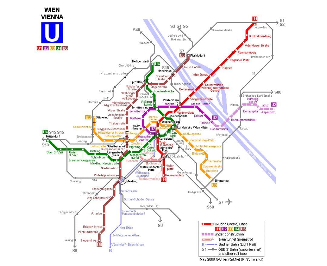 Mapa U1 Wiedeń