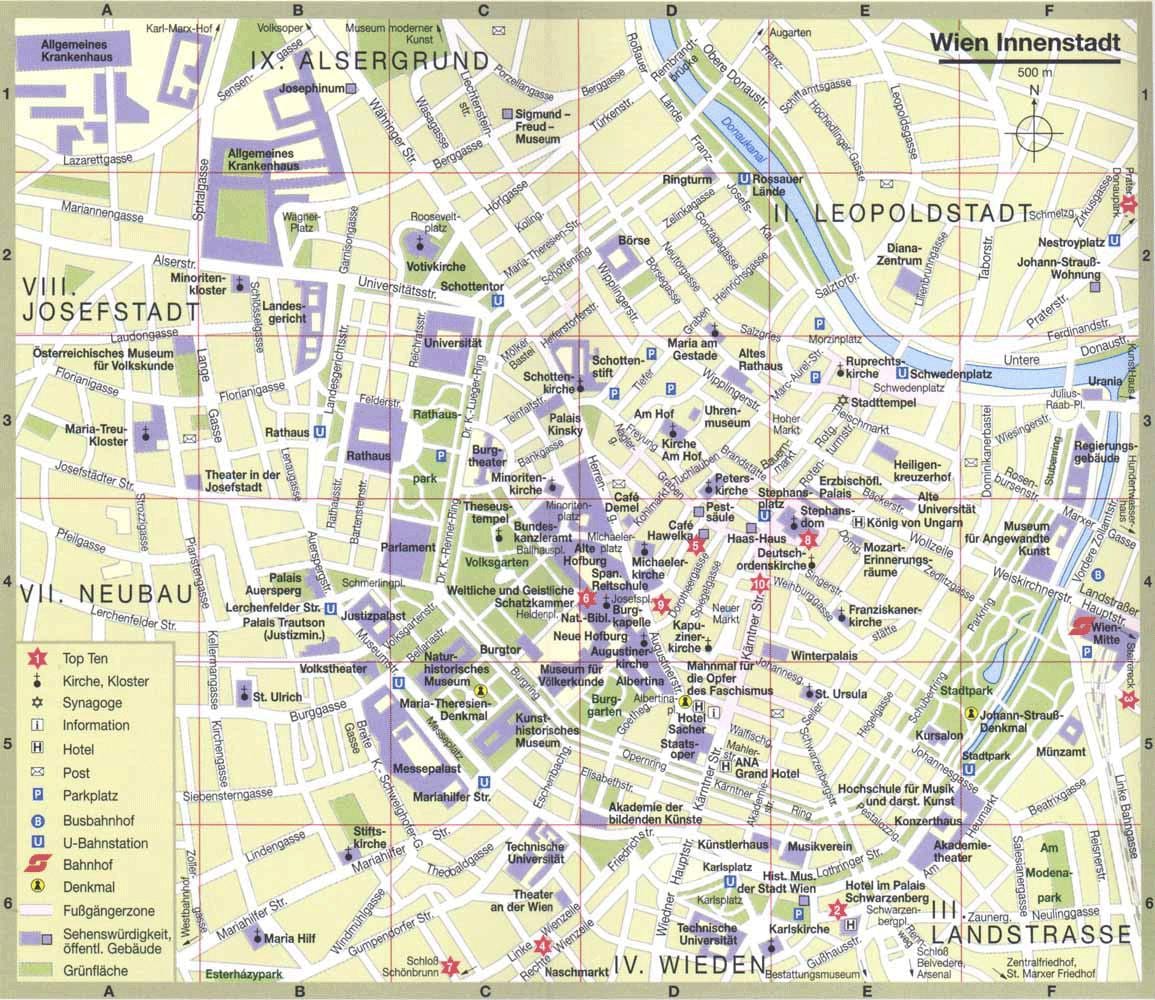 Wiedeń mapa turystyczna