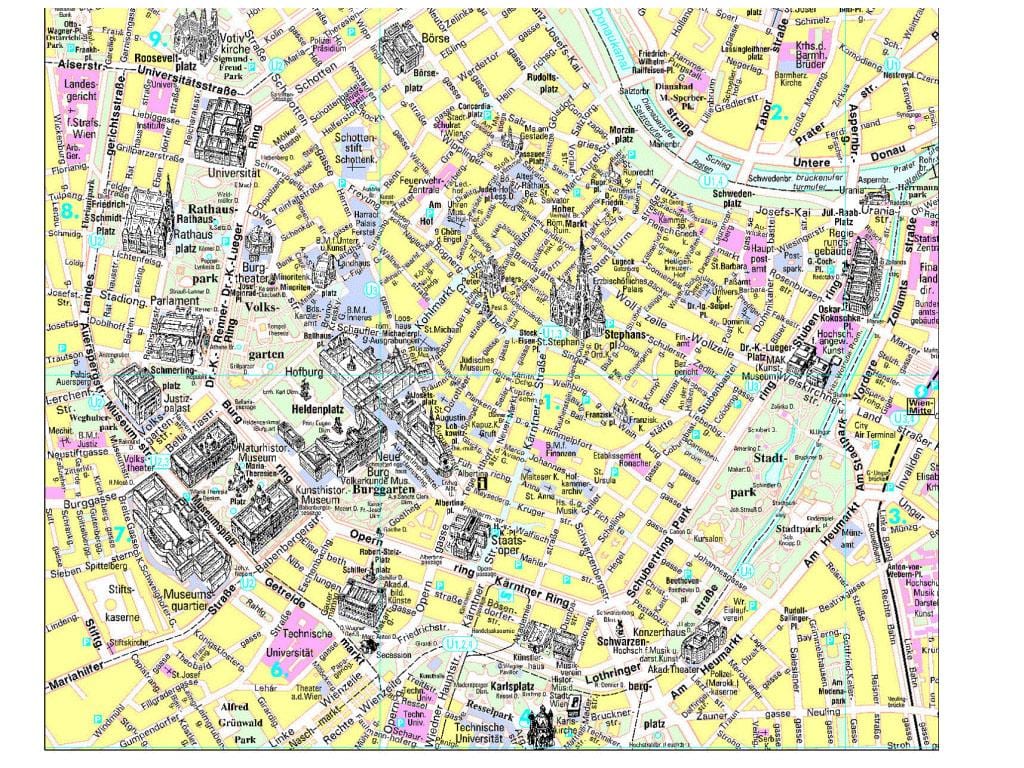 Wiedeń zabytki mapa