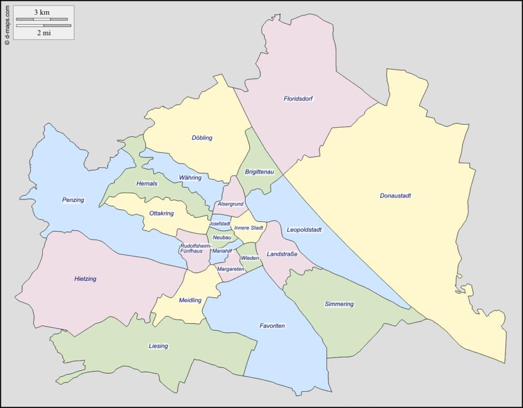 Wiedeń Austria region na mapie