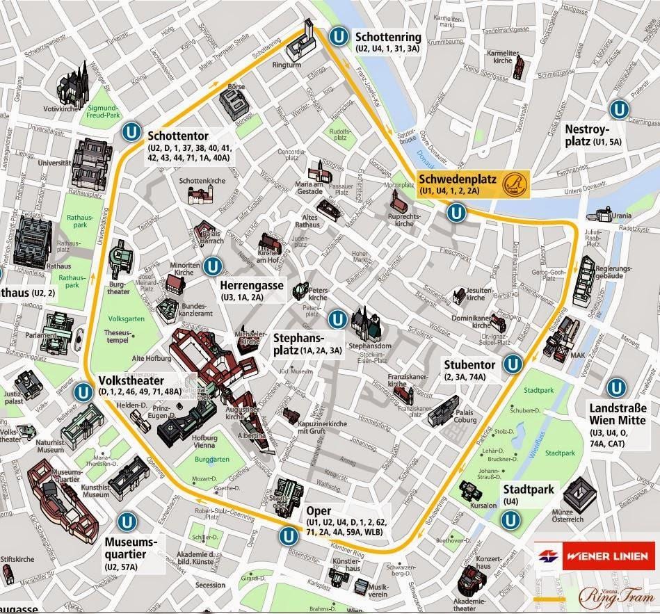 Wiedeń tramwaj mapa 2016
