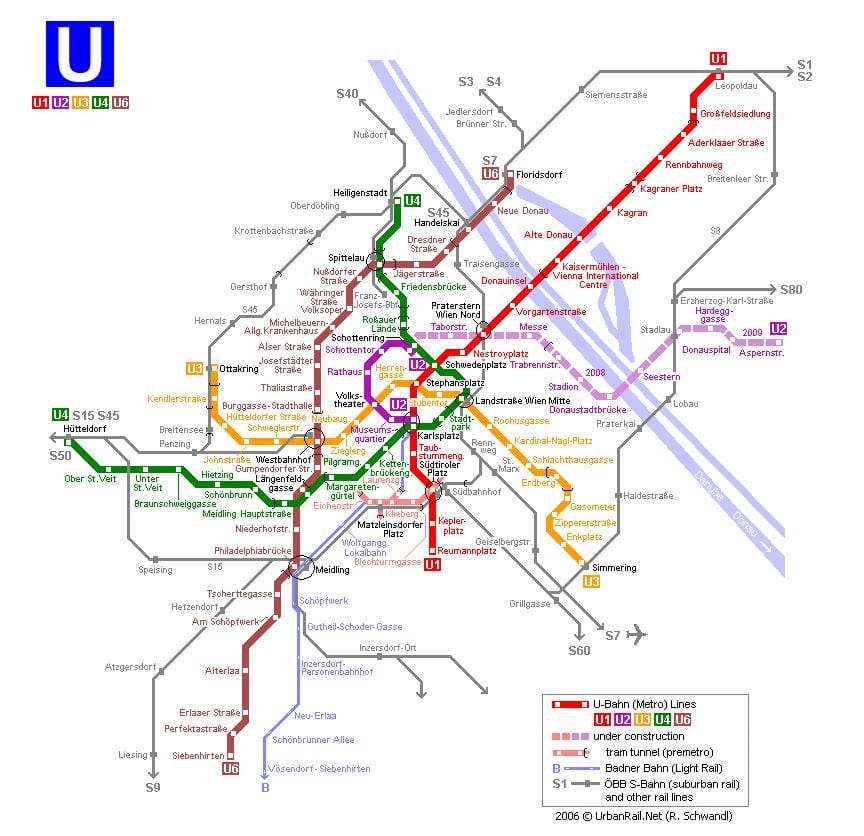 Mapa Wiedeń tramwaj