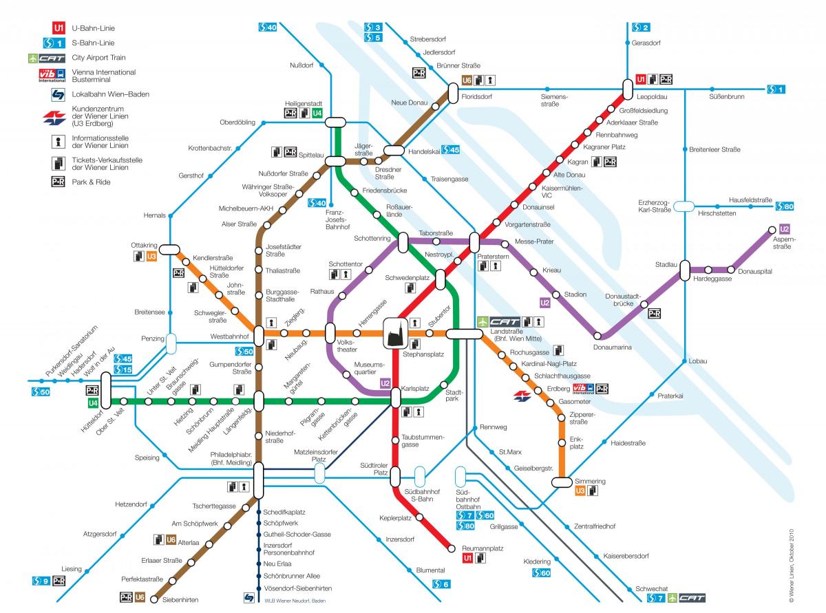 Wiedeń transportu publicznego mapie