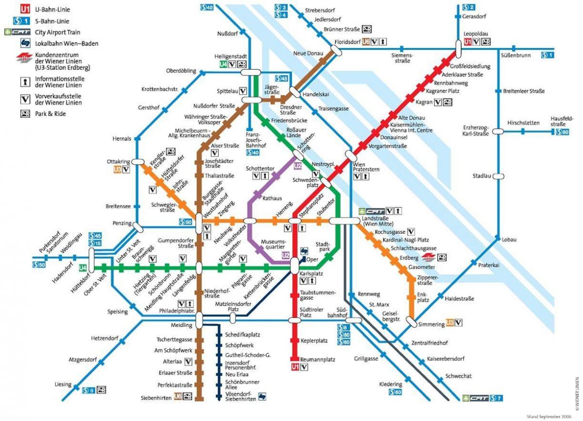 Wiedeńskim metrze Austria mapa