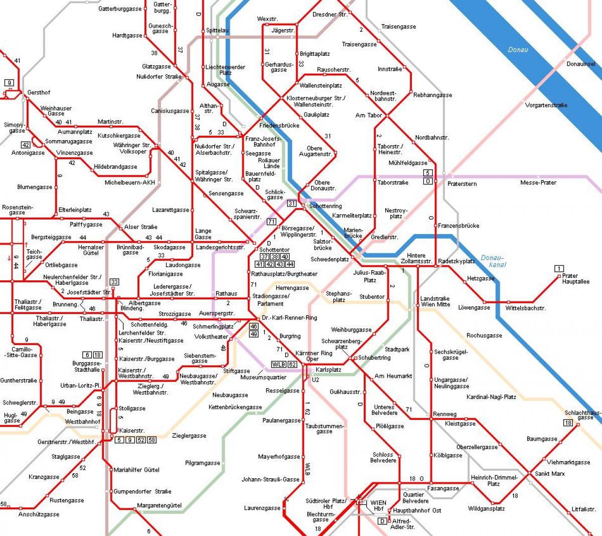 Wiedeń Austria przystanku mapie