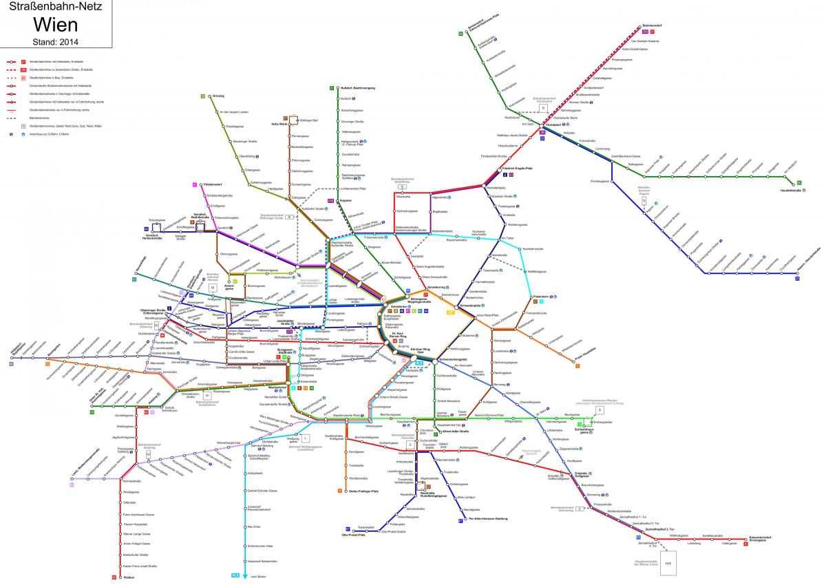 Wiedeń tramwaj mapa