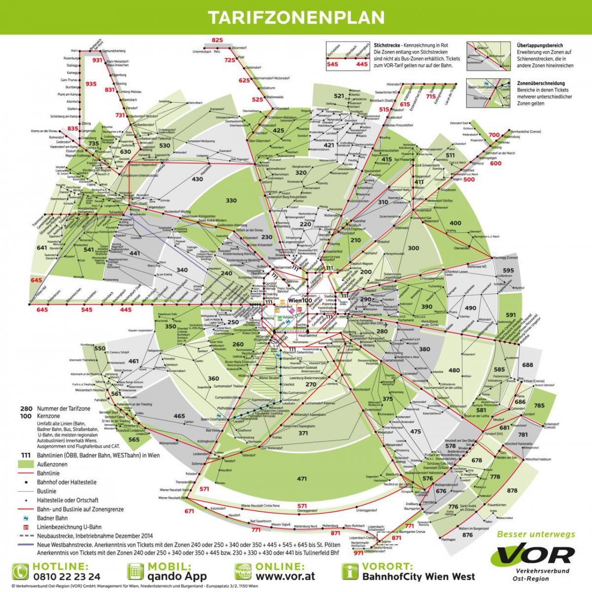 Mapa Wiednia transportowych wejść