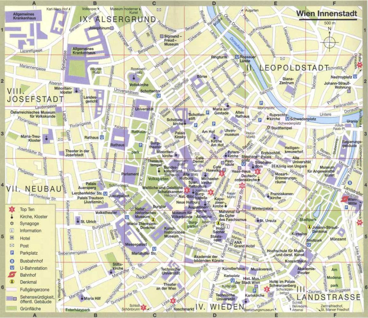Wiedeń mapa miasta