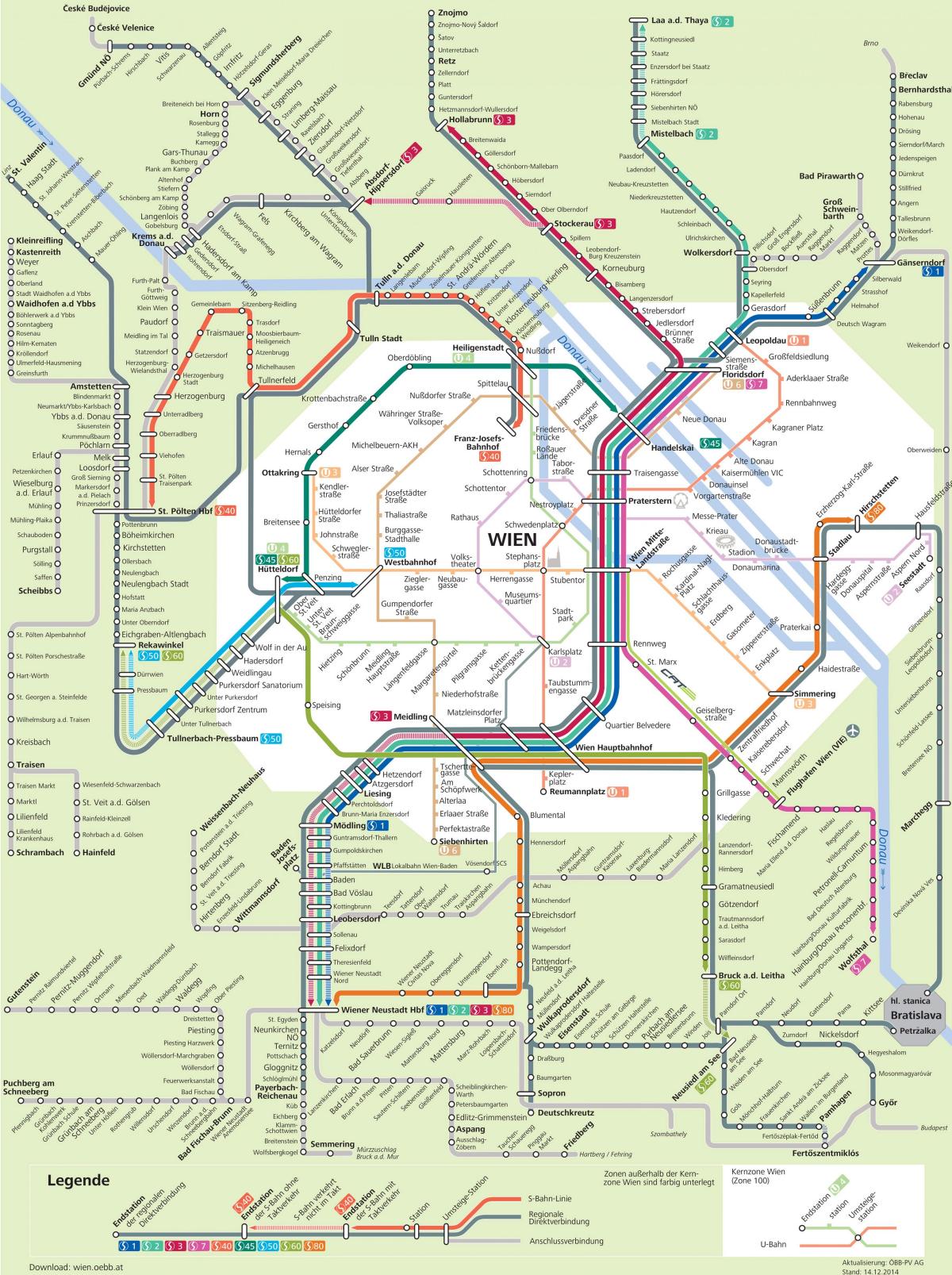 Wiedeński transport miejski mapie