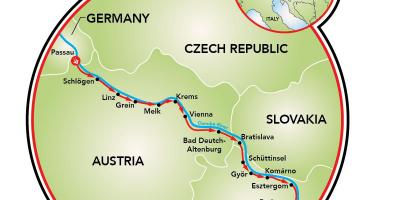 Passau Wiedeń na rowerze mapie