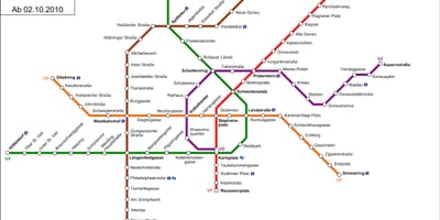 Tramwaj D Wiedeńskiej mapie