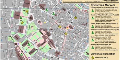Mapa Wiedeń jarmark Bożonarodzeniowy