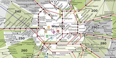 Wiedeń w strefie 100 mapie